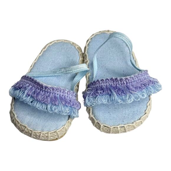 VTG American Girl Coconut Fun Outfit I SHOES Blue Fringe Doll Sandals Platform - Picture 5 of 7
